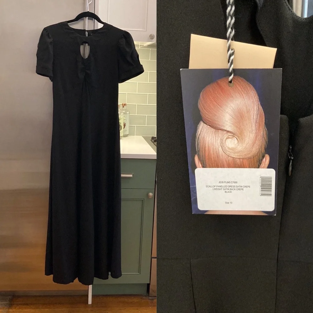 Alexa Chung Scallop Panelled black crepe maxi dress with cutouts NWT US size 6 - Picture 15 of 15